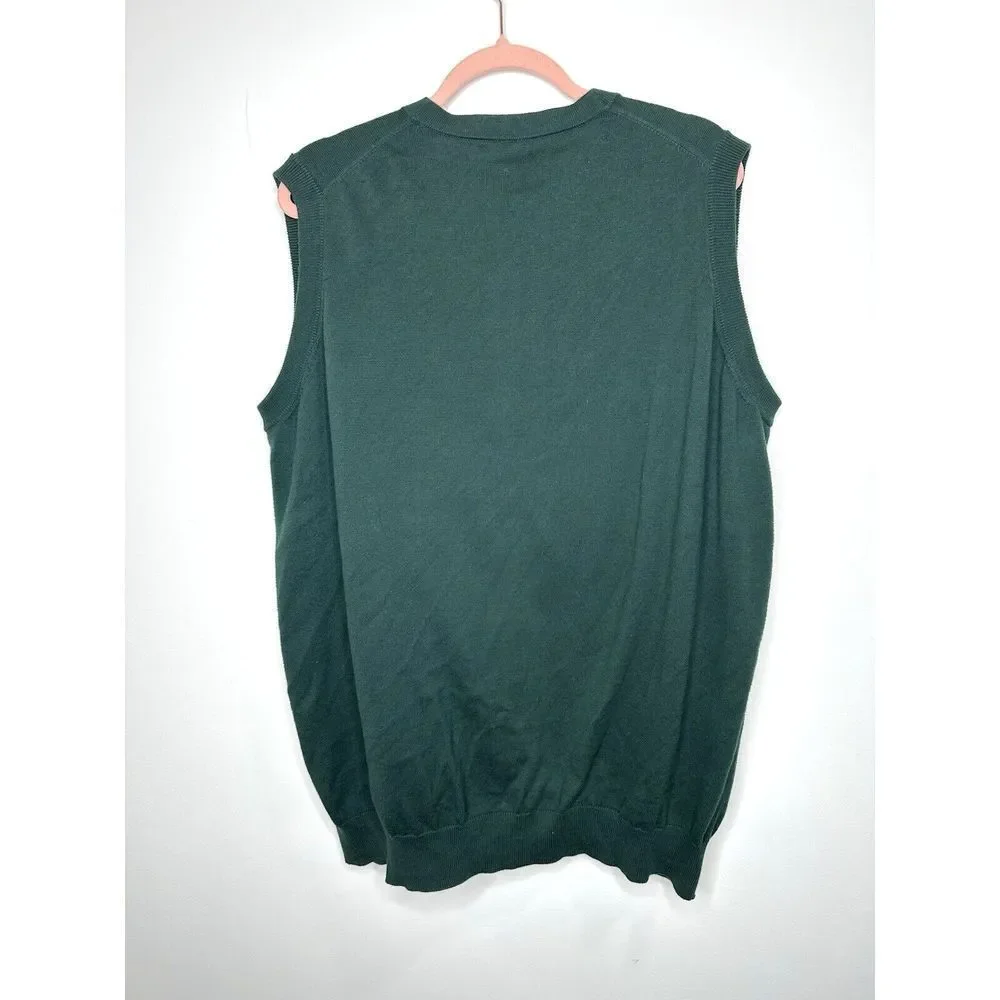 Sojrn Sweater Vest Mens XL Green Zip Golf Pima Cotton Preppy Office Quiet Luxury